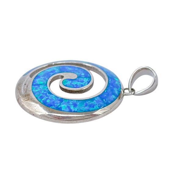 Blue Opal Spiral Pendant | Sterling Silver 925 - Picture 6 of 9